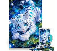 Rompecabezas de Cachorro de Tigre Blanco para Adultos 1000 Piezas Juego para estimular la Mente tamaño Uniforme Piezas precisas Ideal para Viajar ejercitar la Mente (38x26cm)