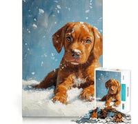 Rompecabezas de Cachorro Vizsla en la Nieve para Adultos 1000 Piezas Juego de Memoria Cortado con láser para un Ajuste Perfecto aliviar el estrés (38x52cm)