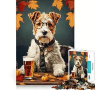 Rompecabezas de Cachorros de Fox Terrier de Pelo Duro,1000 Piezas para Adultos,Juego para Mejorar la Memoria,Calidad Profesional,Actividad de Corte conmovedora para Compartir (38x52cm)