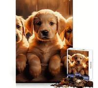Rompecabezas de Cachorros de Labrador Amarillo para Adultos, 1000 Piezas, Creativo, para aliviar el estrés, Divertido, con Bordes precisos, Ideal para una Navidad Divertida (38x26cm)