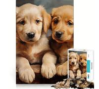 Rompecabezas de Cachorros de Labrador Amarillos de 1000 Piezas Diversión para ejercitar la Mente Piezas sin Rebabas y de Corte Limpio Actividad Absorbente para Noches tranquilas (38x26cm)