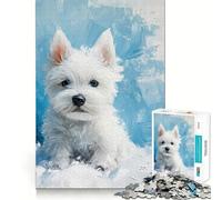 Rompecabezas de Cachorros de West Highland White Terrier con 1000 Piezas sin Rebabas y de Corte Limpio portátil y fácil de Transportar (50x75cm)