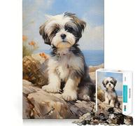 Rompecabezas de Cachorros Shih Tzu para Adultos, 1000 Piezas, fortalece la Memoria, Alivia el estrés, Borde Liso, Regalo conmovedor 50x75cm