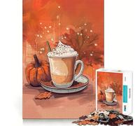 Rompecabezas de Calabaza, café, otoño, Amor, 1000 Piezas, para Adultos, desafío Mental, Juguete Divertido, Corte de Calidad, (50x75cm)