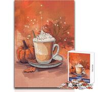 Rompecabezas de Calabaza, café, otoño y Amor, 1000 Piezas para Adolescentes, Juego de Aprendizaje de Pensamiento estratégico, Regalo Ideal y significativo para Cualquier Evento, tamaño 50x75cm