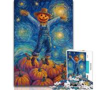 Rompecabezas de Calabaza y espantapájaros para Adultos, 1000 Piezas Un Juego desafiante y Familiar con Piezas aleatorias Que encajan Perfectamente 75x50cm