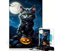 Rompecabezas de Calabaza y Gato para Adultos, 1000 Piezas, Rompecabezas Mental, Relajante, para armar, (38x52cm)