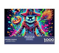 Rompecabezas de Calabazas Jumbie para Adultos: espantapájaros con Calabazas y Sombrero de Bruja, 1000 Piezas, para decoración del hogar, 38 x 26 cm (1000 Piezas)