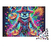 Rompecabezas de Calabazas Jumbie para Adultos: espantapájaros con Calabazas y Sombrero de Bruja, 1000 Piezas, para decoración del hogar, 52 x 38 cm (1000 Piezas)