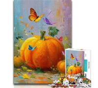 Rompecabezas de Calabazas y Mariposas Azules para Adolescentes, 1000 Piezas, Juegos educativos, decoración de Pared, cumpleaños y Navidad (38x26cm)