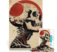 Rompecabezas de Calavera con círculo Rojo de 1000 Piezas para Adultos Regalos para Adultos Juguete para desarrollar la Habilidad y aliviar el estrés Corte preciso Lista de Deseos de Papá Noel 38x26cm