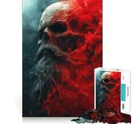 Rompecabezas de Calavera con Humo Rojo para Adolescentes, 1000 Piezas, Juguete de lógica Fina, pasatiempo Tranquilo, Pieza de colección de Arte de Bordes limpios 38x26cm
