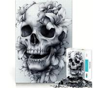 Rompecabezas de Calavera con Lirios para Adolescentes, 1000 Piezas, Rompecabezas Mental, Divertido y Relajante, Arte para armar, un Bonito Regalo 38x26cm