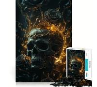 Rompecabezas de Calavera con Negro y Dorado para Adolescentes, 1000 Piezas, Juguete para estimular la lógica, alegría Familiar, Borde Premium, 38x52cm