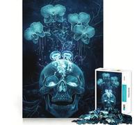 Rompecabezas de Calavera con orquídeas y Medusas, 1000 Piezas, para Adolescentes Juguete Inteligente para el hogar Corte preciso Regalo Original 50x75cm