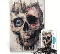 Rompecabezas de Calavera con Paisaje Urbano para Adolescentes, 1000 Piezas, para ejercitar la Mente, Actividad para el hogar, Bordes precisos, Regalo Festivo 38x26cm