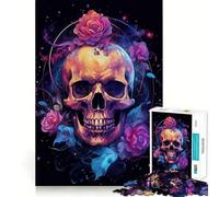 Rompecabezas de Calavera con Rosas de 1000 Piezas para Adolescentes Juguete para desarrollar la lógica, Ligero y Relajante Corte preciso Regalo clásico 50x75cm