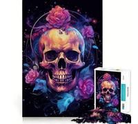 Rompecabezas de Calavera con Rosas de 1000 Piezas para Adolescentes Juguete para estimular la lógica y Relajarse Artículo Coleccionable Bordes Afilados 38x26cm