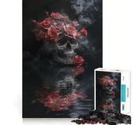 Rompecabezas de Calavera con Rosas y Humo para Adolescentes, 1000 Piezas, Juguete Inteligente, Tiempo Libre, Corte preciso, Regalo de Temporada 50x75cm