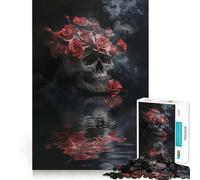 Rompecabezas de Calavera con Rosas y Humo para Adultos, 1000 Piezas Fortalece la Memoria Divertido y Relajante Bordes de Calidad Un Regalo Encantador 38x26cm