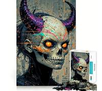 Rompecabezas de Calavera de Diablo Urbano con Cuernos para Adultos,1000 Piezas,Juego de Memoria,Ajuste Firme,Montaje Seguro,Juego de construcción de Conexiones significativas (38x26cm)