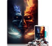 Rompecabezas de Calavera de Hielo y Fuego para Adultos 1000 Piezas para Adolescentes un Juego desafiante y Familiar Que interactúa Entre Padres e Hijos (26x38cm)