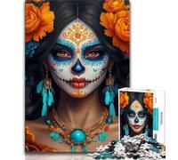 Rompecabezas de Calavera Mexicana de 1000 Piezas para Adultos, Ideal para aliviar el estrés y Matar el Tiempo en casa, con póster y Hoja de Trivia a Juego, 75x50cm