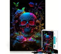 Rompecabezas de Calavera neón de 1000 Piezas para Adultos Fortalece la Memoria, relájate y Disfruta del Tiempo Libre Regalo de cumpleaños (38x52cm)