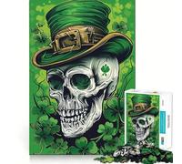 Rompecabezas de Calavera para Adultos del Día de San Patricio, 1000 Piezas, fortalece la Memoria, Tranquilo, calmado, Bordes limpios, artículo de colección 38x26cm