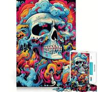 Rompecabezas de Calavera psicodélica de 1000 Piezas para Adolescentes Estimula la Memoria, estimula la Serenidad, Corte Suave, Regalo Elegante (38x52cm)