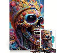 Rompecabezas de Calavera psicodélica de 1000 Piezas para Adolescentes Juguete de lógica Clara, Ligero y Relajante Corte Perfecto Regalo conmovedor (50x75cm)