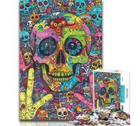Rompecabezas de Calavera psicodélica de 1000 Piezas para Adultos, 1000 Piezas, Juegos educativos, decoración del hogar, colección de Artistas, Bellas Artes, 50x75cm