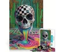 Rompecabezas de Calavera psicodélica de 1000 Piezas para Adultos Mejora la Memoria Divertido Bordes precisos Regalo de Temporada (38x26cm)