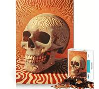 Rompecabezas de Calavera psicodélica de 1000 Piezas para Adultos Mejora la Memoria Ideal para el Ocio Corte Firme Fiestas (38x26cm)