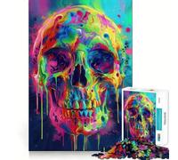 Rompecabezas de Calavera psicodélica de 1000 Piezas para Adultos Mejora la Memoria Ideal para el Ocio Corte Firme Fiestas (38x26cm)