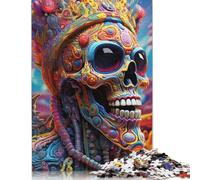 Rompecabezas de Calavera psicodélica, difícil, de cartón 100% Reciclado, Ideal para Mujeres y Hombres, Regalo para el Día del Padre, 1000 Piezas (75 x 50 cm)