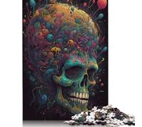 Rompecabezas de Calavera psicodélica, difícil de Resolver, de Papel Duro, Rectangular, para Adultos y niños, 1000 Piezas (26 x 38 cm)