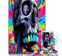 Rompecabezas de Calavera psicodélica para Adolescentes, 1000 Piezas, diseño Vibrante y único, Experiencia Relajante y desafiante, 26x38cm