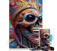 Rompecabezas de Calavera psicodélica para Adultos, 1000 Piezas, estimula la Memoria, Juego Relajante, Corte Premium, (38x52cm)