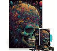 Rompecabezas de Calavera psicodélica para Adultos, 1000 Piezas, Juguete de lógica Fina, Informal y Relajante, con Bordes limpios, Pieza de Arte (38x26cm)