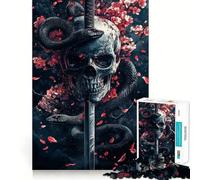 Rompecabezas de Calavera, Serpiente y Espada de 1000 Piezas para Adultos Regalo Ideal para quienes Buscan un Juego de lógica, Entretenimiento Suave y Elegante 38x52cm