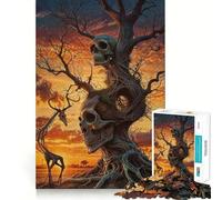Rompecabezas de Calaveras, árboles y Animales para Adultos, 1000 Piezas, fortalece la Memoria, Alivia el estrés, Borde Liso, Regalo conmovedor 38x26cm
