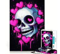 Rompecabezas de Calaveras con Corazones de 1000 Piezas para Adolescentes Mejora la Memoria Tiempo Libre Diseño de Corte sólido Artículo de Santa Claus 50x75cm