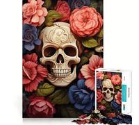 Rompecabezas de Calaveras de azúcar y Flores de 1000 Piezas para Adolescentes Ideal para Relajarse, Mejorar la Mente y Crear una Obra de Arte nítida 38x52cm