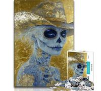 Rompecabezas de Calaveras de Estilo Mexicano de 1000 Piezas para Adultos, un Juego desafiante y Familiar con Piezas de Formas aleatorias Totalmente entrelazadas de 38x26cm