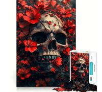Rompecabezas de Calaveras y Flores de 1000 Piezas para Adolescentes Mejora la Memoria Tiempo Libre Diseño de Corte sólido Artículo de Santa Claus 38x52cm