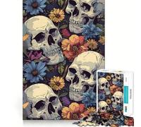 Rompecabezas de Calaveras y Rosas para Adultos, 1000 Piezas, Juguete para ejercitar la Mente, Divertido, Corte de precisión, 38x52cm