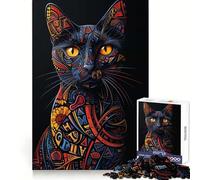 Rompecabezas de caligrafía de Gatos para Adolescentes, 1000 Piezas, estimulación Mental, pasatiempo Tranquilo, Bordes Uniformes, Regalo Memorable (38x52cm)