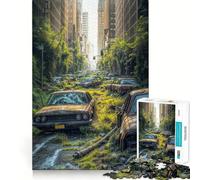 Rompecabezas de Calle Urbana Cubierta de vegetación con Coches abandonados para Adolescentes, 1000 Piezas, para estimular la Memoria, Juego de Mesa, Montaje de imágenes, (38x26cm)