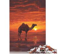 Rompecabezas de Camello al Atardecer, decoración única para el hogar, Rompecabezas de cartón Premium para Adultos y Adolescentes, 1000 Piezas (26 x 38 cm)
